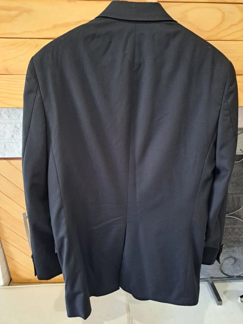 Hart Schaffner Marx Mens Black Two-Button Wool Blazer Sport Coat Made In USA Siz